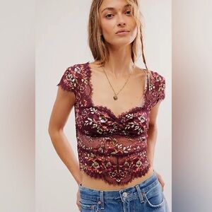 Free People Intimately Garden Party Lace Tee Port Royale L